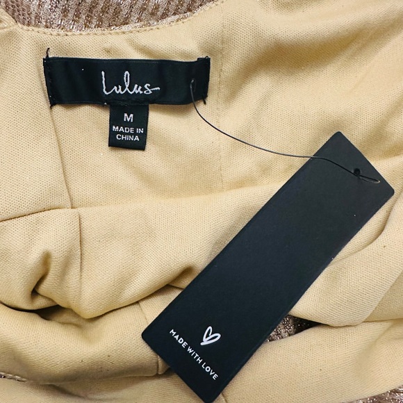 Lulu’s Apryl Mae Gold Glitter Metallic Halter Skater Dress Womens Medium NWT - Picture 10 of 14